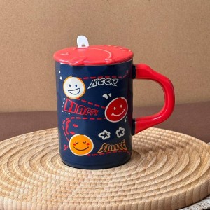 ماگ سرامیکی قاشق و درب دار طرح لبخند