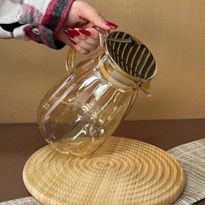 پارچ پیرکس شیار دار درب استیل رزگلد