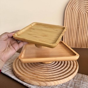 ظرف شیرینی پایه دار بامبو مدل مربعی