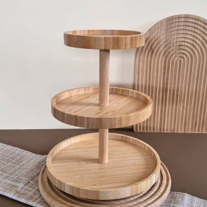 ظرف شیرینی سه طبقه بامبو مدل چرخشی