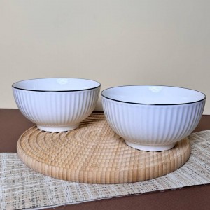 ست دو عددی کاسه سرامیکی لبه مشکی