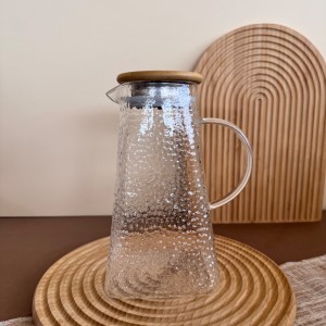 پارچ پیرکس طرح زنبوری کف مربع درب بامبو