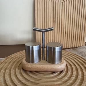 نمکدان و فلفل پاش دوقلو استیل و بامبو شنگیا