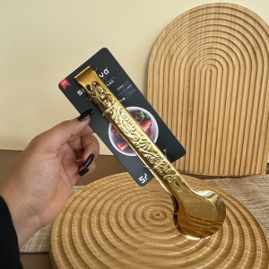 انبر سالاد استیل طلایی طرح دار برند شنگیا