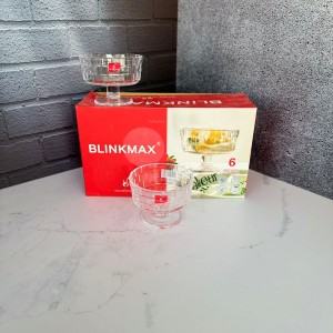 ست شش عددی بستنی‌خوری پایه‌دار طرح حصیری