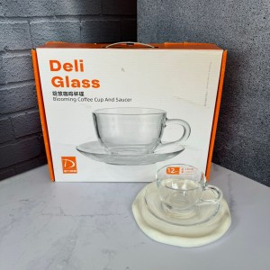 ست استکان و نعلبکی 12 پارچه دسته دار  بیسیک دلی گلس