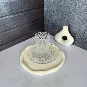 ست استکان و نعلبکی 12 پارچه کمر باریک طرح پوست ماری دلی گلس