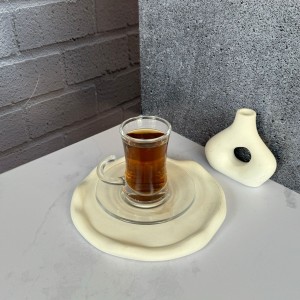 ست استکان و نعلبکی 12 پارچه کمر باریک دسته دار دلی گلس