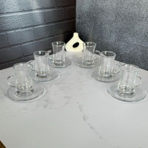 ست استکان و نعلبکی 12 پارچه دسته دار دلی گلس