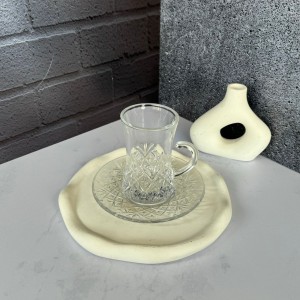 ست استکان و نعلبکی 12 پارچه کمر باریک طرح تایملس دلی گلس