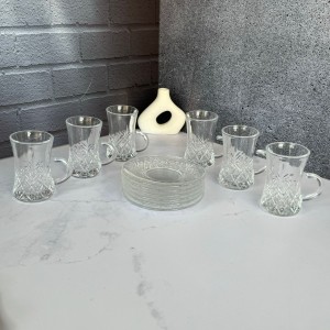 ست استکان و نعلبکی 12 پارچه طرح تایملس دلی گلس