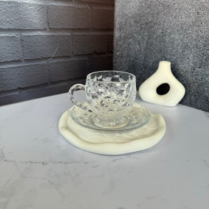 ست استکان و نعلبکی پارچه طرح حبابی دلی گلس