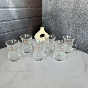 ست شش عددی استکان کمر باریک دسته دار دلی گلس