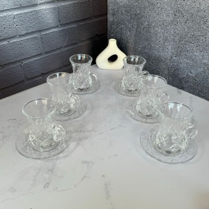 ست استکان و نعلبکی 12 پارچه کمر باریک دلی گلس