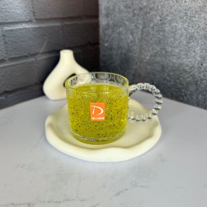 ست شش عددی لیوان دسته دار نگینی طرح منجوق دلی گلس