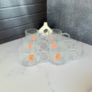 ست شش عددی لیوان دسته دار نگینی دلی گلس