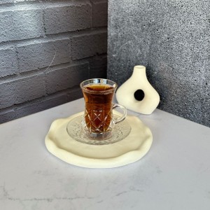 ست استکان و نعلبکی 12 پارچه کمر باریک طرح سزار برند دلی گلس