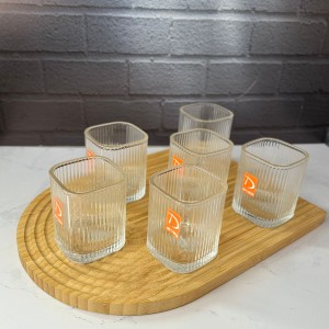 ست شش عددی لیوان بدونه دسته طرح شیاردار دلی گلس