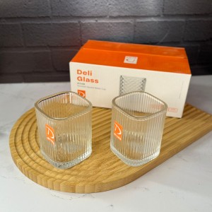 ست شش عددی لیوان بدونه دسته طرح شیاردار برند