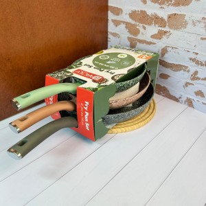 ماهیتابه گرانیتی  رنگی دسته سیلیکونی