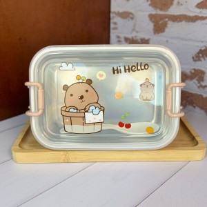 ظرف غذای تک خانه ی استیل طرح خرسی