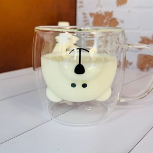 لیوان دوجه داره پیرکس مدل خرسی 280 میل