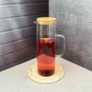 پارچ پیرکس درب بامبوی طرح استوانه ای 1500 میل