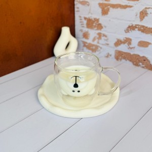 لیوان دوجه داره پیرکس مدل خرسی 280 میل