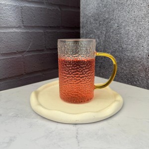 لیوان پیرکس مدل برفی ریز دسته طلایی 300 میل