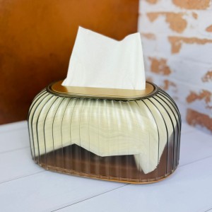 جا دستمال کاغذی اکرولیک دودی طرح شیاردار