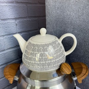 کتری و قوری مات دسته چوب قیطاسی مدل 5087