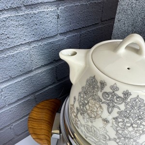 کتری و قوری مات کف چدن چوب قیطاسی مدل 7735