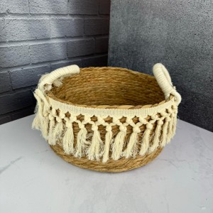 سبد حصیری سه عددی دسته مکرومه