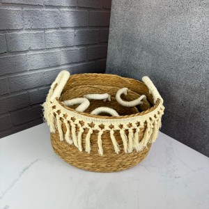 سبد حصیری سه عددی دسته مکرومه