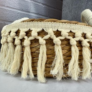 سبد حصیری دسته مکرومه