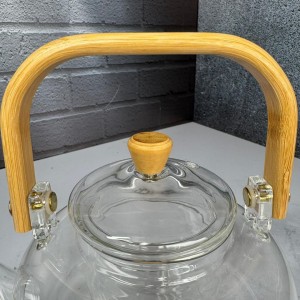 قوری صافی دار پیرکس دسته بامبو