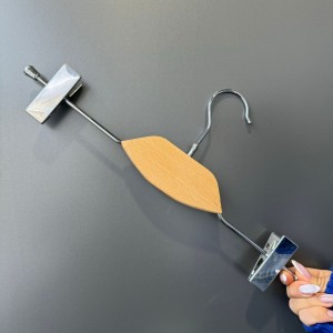 آویز شلوار دو گیره استیل و چوب