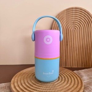 ظرف غذا دو طبقه استیل 304 طرح استوانه ای دسته دار