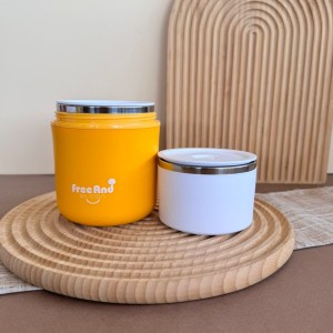 ظرف غذا دو طبقه استیل 304 طرح استوانه ای دسته دار