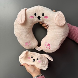 ست بالش گردنی و چشم بند طرح هاپو