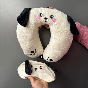 ست بالش گردنی و چشم بند طرح هاپو