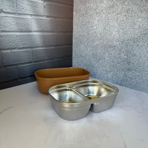 ظرف غذا کودک دو بخشی استیل طرح خرسی