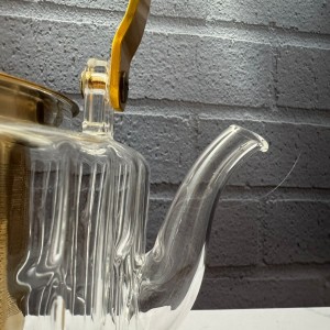 ست قوری و استکان پیرکس همراه با استند بامبو