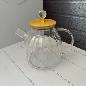 قوری پیرکس شعله مستقیم درب الماسی طرح شیاردار دودی