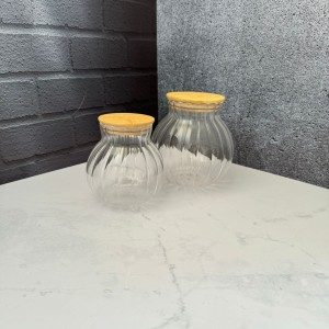 بانکه پیرکس شیاردار درب بامبو طرح خمره ای