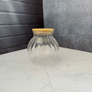 بانکه پیرکس شیاردار درب بامبو طرح خمره ای