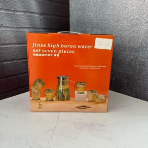 ست پارچ و لیوان پیرکس طرح برفی درب استیل