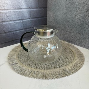 کتری  پیرکس طرح سنگی آنتی شوک دسته سبز اعیانی