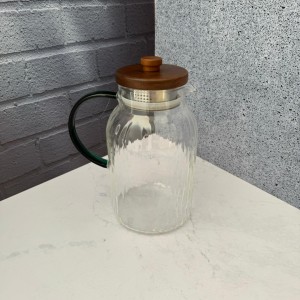 کتری  پیرکس طرح سنگی آنتی شوک درب بامبو دسته سبز اعیانی