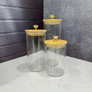 ست سه عددی بانکه پیرکس درب الماسی همراه با استند بامبو